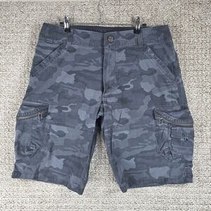 Kuhl Mens Camo‎ Ambush Cargo Shorts Size 34 Blue Gray Tactical Outdoor Utility